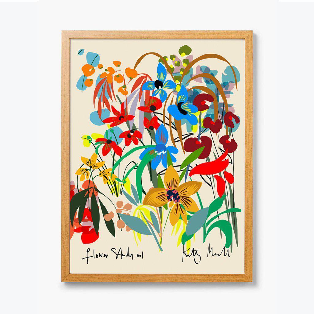 Flower Study No. 1 fine art giclée print by Kitty McCall, featuring a vibrant display of colourful wildflowers set against lush foliage, designed to bring the beauty of nature into modern home decor.